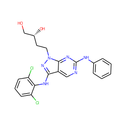 OC[C@H](O)CCn1nc(Nc2c(Cl)cccc2Cl)c2cnc(Nc3ccccc3)nc21 ZINC000040861588