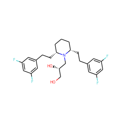 OC[C@H](O)CN1[C@H](CCc2cc(F)cc(F)c2)CCC[C@@H]1CCc1cc(F)cc(F)c1 ZINC000103297294