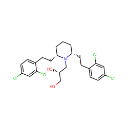 OC[C@H](O)CN1[C@H](CCc2ccc(Cl)cc2Cl)CCC[C@@H]1CCc1ccc(Cl)cc1Cl ZINC000103297270