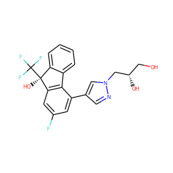 OC[C@H](O)Cn1cc(-c2cc(F)cc3c2-c2ccccc2[C@]3(O)C(F)(F)F)cn1 ZINC000144890980