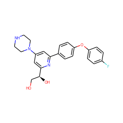 OC[C@H](O)c1cc(N2CCNCC2)cc(-c2ccc(Oc3ccc(F)cc3)cc2)n1 ZINC000114592032