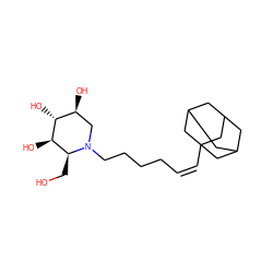 OC[C@H]1[C@@H](O)[C@H](O)[C@@H](O)CN1CCCC/C=C\C12CC3CC(CC(C3)C1)C2 ZINC000299822306