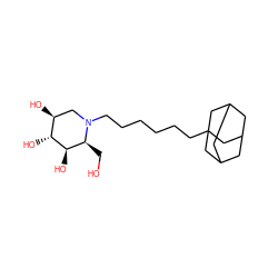 OC[C@H]1[C@@H](O)[C@H](O)[C@@H](O)CN1CCCCCCC12CC3CC(CC(C3)C1)C2 ZINC000098191552