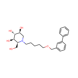 OC[C@H]1[C@@H](O)[C@H](O)[C@@H](O)CN1CCCCCOCc1cccc(-c2ccccc2)c1 ZINC000299832597