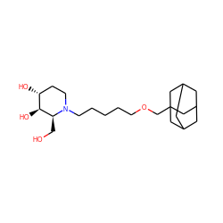 OC[C@H]1[C@@H](O)[C@H](O)CCN1CCCCCOCC12CC3CC(CC(C3)C1)C2 ZINC000084604263