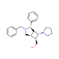 OC[C@H]1[C@H]2CN(Cc3ccccc3)[C@H](c3ccccc3)[C@H]2[C@@H]1N1CCCC1 ZINC000084709342