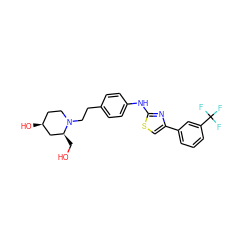 OC[C@H]1C[C@@H](O)CCN1CCc1ccc(Nc2nc(-c3cccc(C(F)(F)F)c3)cs2)cc1 ZINC000096274028