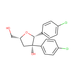 OC[C@H]1C[C@](O)(c2ccc(Cl)cc2)[C@@H](c2ccc(Cl)cc2)O1 ZINC000028648834