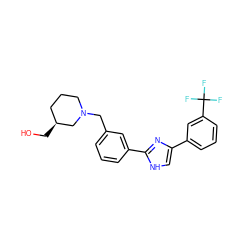 OC[C@H]1CCCN(Cc2cccc(-c3nc(-c4cccc(C(F)(F)F)c4)c[nH]3)c2)C1 ZINC000066251444