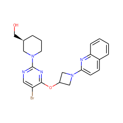 OC[C@H]1CCCN(c2ncc(Br)c(OC3CN(c4ccc5ccccc5n4)C3)n2)C1 ZINC000096168766