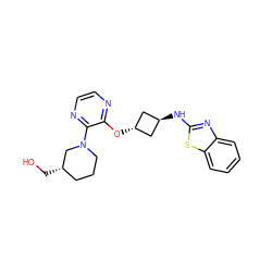 OC[C@H]1CCCN(c2nccnc2O[C@H]2C[C@H](Nc3nc4ccccc4s3)C2)C1 ZINC000146026390