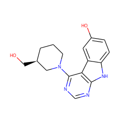 OC[C@H]1CCCN(c2ncnc3[nH]c4ccc(O)cc4c23)C1 ZINC000221379407