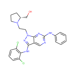 OC[C@H]1CCCN1CCn1nc(Nc2c(Cl)cccc2Cl)c2cnc(Nc3ccccc3)nc21 ZINC000042887498