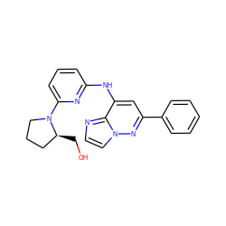 OC[C@H]1CCCN1c1cccc(Nc2cc(-c3ccccc3)nn3ccnc23)n1 ZINC000207362051