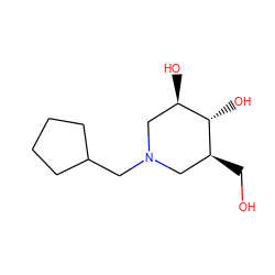 OC[C@H]1CN(CC2CCCC2)C[C@@H](O)[C@@H]1O ZINC000143081677