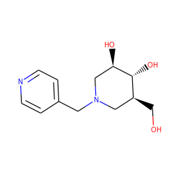 OC[C@H]1CN(Cc2ccncc2)C[C@@H](O)[C@@H]1O ZINC000142321605