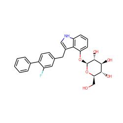 OC[C@H]1O[C@@H](Oc2cccc3[nH]cc(Cc4ccc(-c5ccccc5)c(F)c4)c23)[C@H](O)[C@@H](O)[C@@H]1O ZINC000028572402