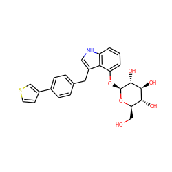 OC[C@H]1O[C@@H](Oc2cccc3[nH]cc(Cc4ccc(-c5ccsc5)cc4)c23)[C@H](O)[C@@H](O)[C@@H]1O ZINC000006745591