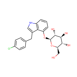 OC[C@H]1O[C@@H](Oc2cccc3[nH]cc(Cc4ccc(Cl)cc4)c23)[C@H](O)[C@@H](O)[C@@H]1O ZINC000028572566