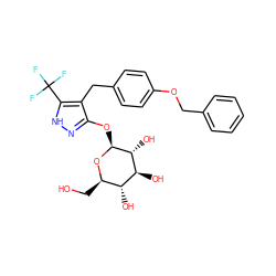 OC[C@H]1O[C@@H](Oc2n[nH]c(C(F)(F)F)c2Cc2ccc(OCc3ccccc3)cc2)[C@H](O)[C@@H](O)[C@@H]1O ZINC000095573721