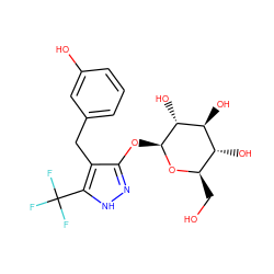 OC[C@H]1O[C@@H](Oc2n[nH]c(C(F)(F)F)c2Cc2cccc(O)c2)[C@H](O)[C@@H](O)[C@@H]1O ZINC000095580614