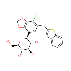 OC[C@H]1O[C@@H](c2cc(Cc3cc4ccccc4s3)c(Cl)c3c2OCO3)[C@H](O)[C@@H](O)[C@@H]1O ZINC000214211136