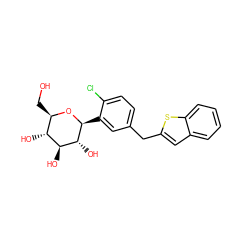 OC[C@H]1O[C@@H](c2cc(Cc3cc4ccccc4s3)ccc2Cl)[C@H](O)[C@@H](O)[C@@H]1O ZINC000084617742