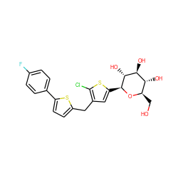 OC[C@H]1O[C@@H](c2cc(Cc3ccc(-c4ccc(F)cc4)s3)c(Cl)s2)[C@H](O)[C@@H](O)[C@@H]1O ZINC000072118003