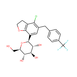 OC[C@H]1O[C@@H](c2cc(Cc3ccc(C(F)(F)F)cc3)c(Cl)c3c2OCC3)[C@H](O)[C@@H](O)[C@@H]1O ZINC000206062723