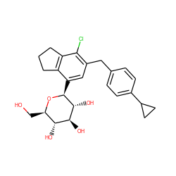 OC[C@H]1O[C@@H](c2cc(Cc3ccc(C4CC4)cc3)c(Cl)c3c2CCC3)[C@H](O)[C@@H](O)[C@@H]1O ZINC000206119358