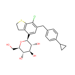 OC[C@H]1O[C@@H](c2cc(Cc3ccc(C4CC4)cc3)c(Cl)c3c2CCS3)[C@H](O)[C@@H](O)[C@@H]1O ZINC000214221941