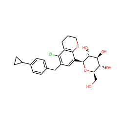 OC[C@H]1O[C@@H](c2cc(Cc3ccc(C4CC4)cc3)c(Cl)c3c2OCCC3)[C@H](O)[C@@H](O)[C@@H]1O ZINC000206069766