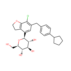 OC[C@H]1O[C@@H](c2cc(Cc3ccc(C4CCCC4)cc3)c(Cl)c3c2CCO3)[C@H](O)[C@@H](O)[C@@H]1O ZINC000206065763