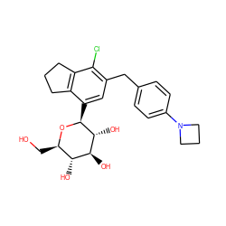 OC[C@H]1O[C@@H](c2cc(Cc3ccc(N4CCC4)cc3)c(Cl)c3c2CCC3)[C@H](O)[C@@H](O)[C@@H]1O ZINC000206124601