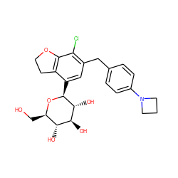 OC[C@H]1O[C@@H](c2cc(Cc3ccc(N4CCC4)cc3)c(Cl)c3c2CCO3)[C@H](O)[C@@H](O)[C@@H]1O ZINC000206063720