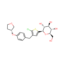 OC[C@H]1O[C@@H](c2cc(Cc3ccc(O[C@@H]4CCOC4)cc3)c(Cl)s2)[C@H](O)[C@@H](O)[C@@H]1O ZINC000072118728