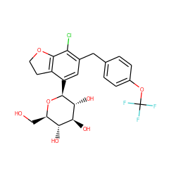 OC[C@H]1O[C@@H](c2cc(Cc3ccc(OC(F)(F)F)cc3)c(Cl)c3c2CCO3)[C@H](O)[C@@H](O)[C@@H]1O ZINC000206062148