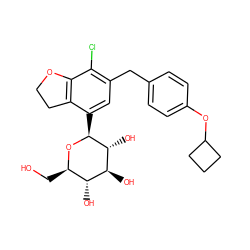 OC[C@H]1O[C@@H](c2cc(Cc3ccc(OC4CCC4)cc3)c(Cl)c3c2CCO3)[C@H](O)[C@@H](O)[C@@H]1O ZINC000206060558