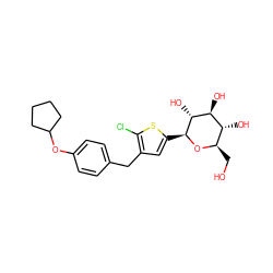 OC[C@H]1O[C@@H](c2cc(Cc3ccc(OC4CCCC4)cc3)c(Cl)s2)[C@H](O)[C@@H](O)[C@@H]1O ZINC000072118727