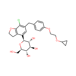 OC[C@H]1O[C@@H](c2cc(Cc3ccc(OCCOC4CC4)cc3)c(Cl)c3c2CCO3)[C@H](O)[C@@H](O)[C@@H]1O ZINC000206065076