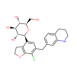 OC[C@H]1O[C@@H](c2cc(Cc3ccc4c(c3)NCCC4)c(Cl)c3c2CCO3)[C@H](O)[C@@H](O)[C@@H]1O ZINC000206119964