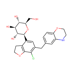 OC[C@H]1O[C@@H](c2cc(Cc3ccc4c(c3)NCCO4)c(Cl)c3c2CCO3)[C@H](O)[C@@H](O)[C@@H]1O ZINC000206116063