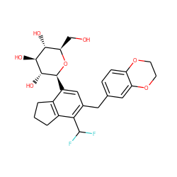 OC[C@H]1O[C@@H](c2cc(Cc3ccc4c(c3)OCCO4)c(C(F)F)c3c2CCC3)[C@H](O)[C@@H](O)[C@@H]1O ZINC000206067999