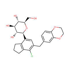 OC[C@H]1O[C@@H](c2cc(Cc3ccc4c(c3)OCCO4)c(Cl)c3c2CCC3)[C@H](O)[C@@H](O)[C@@H]1O ZINC000206119092