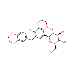 OC[C@H]1O[C@@H](c2cc(Cc3ccc4c(c3)OCCO4)c(Cl)c3c2OCCO3)[C@H](O)[C@@H](O)[C@@H]1O ZINC000142345853