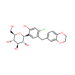 OC[C@H]1O[C@@H](c2cc(Cc3ccc4c(c3)OCCO4)c(Cl)cc2O)[C@H](O)[C@@H](O)[C@@H]1O ZINC000142260214