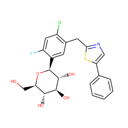 OC[C@H]1O[C@@H](c2cc(Cc3ncc(-c4ccccc4)s3)c(Cl)cc2F)[C@H](O)[C@@H](O)[C@@H]1O ZINC000071296173