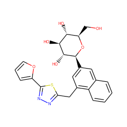 OC[C@H]1O[C@@H](c2cc(Cc3nnc(-c4ccco4)s3)c3ccccc3c2)[C@H](O)[C@@H](O)[C@@H]1O ZINC000096173925