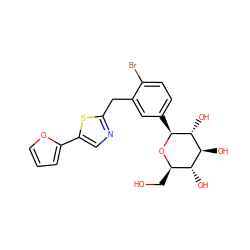 OC[C@H]1O[C@@H](c2ccc(Br)c(Cc3ncc(-c4ccco4)s3)c2)[C@H](O)[C@@H](O)[C@@H]1O ZINC000066098999