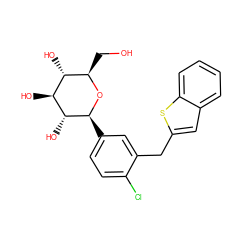 OC[C@H]1O[C@@H](c2ccc(Cl)c(Cc3cc4ccccc4s3)c2)[C@H](O)[C@@H](O)[C@@H]1O ZINC000084633576